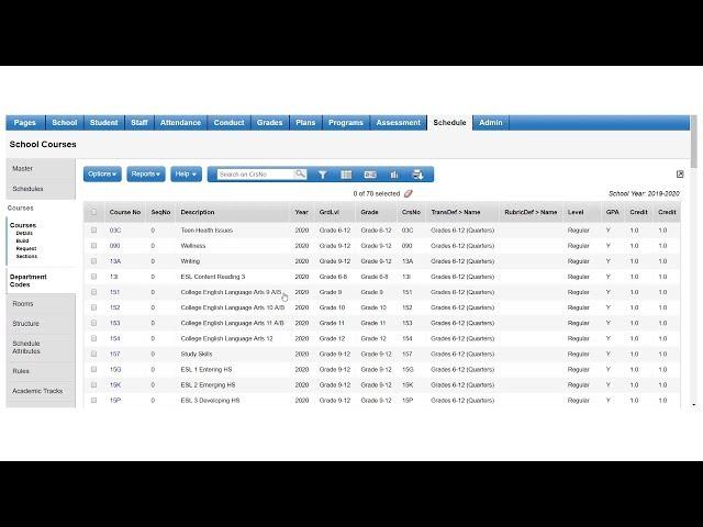 Scheduling: Copy Course Catalog