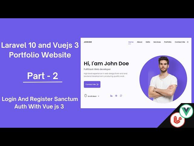 Website Portfolio with Laravel  and Vue js  | Login And Register Sanctum Auth With Vuejs 3