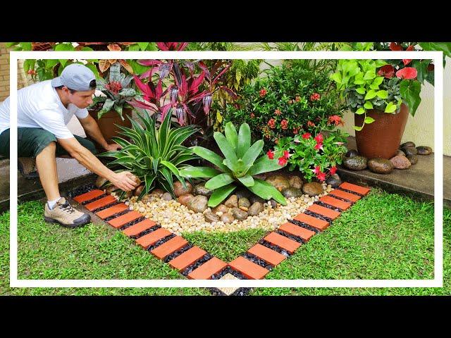 Beautiful garden decor with borders and natural stones / Garden ideas