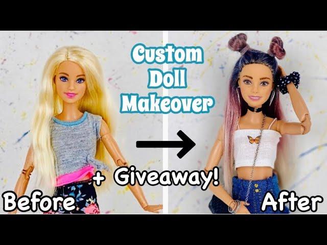 Custom Barbie Doll Makeover Transformation! + Giveaway! My Fans Decided! Ombre Color Hair| Repaint