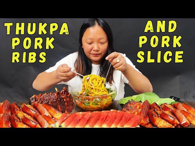 DHARANE STYLE THUKPA WITH GLAZED PORK BELLY & PORK RIBS MUKBANG!!!