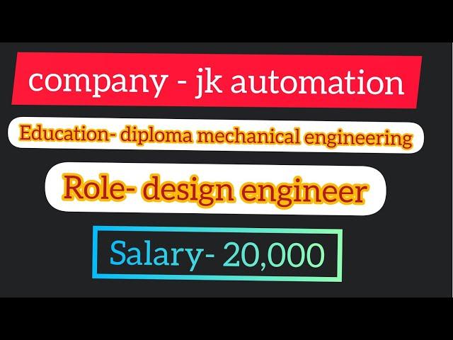 DIPLOMA MECHANICAL ENGINEERING | DESIGN ENGINEER | FRESHER