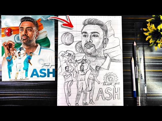 Happy Retirement Ashwin ️, Ravichandran Ashwin Drawing Outline, Indian Cricket team Drawing 