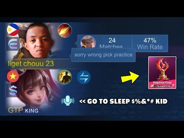 I PRETEND "KID" IN RISING LEAGUE THEN HUMBLED THIS TRASHTALKER KID!! - Mobile Legends