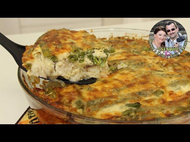 Запеканка или Пирог рыбный в духовке, со стручковой фасолью на ужин. Вкусно и быстро. Кухня в кайф