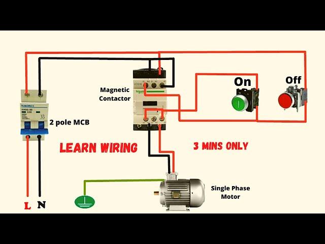 single phase motor connection with magnetic contactor wiring diagram