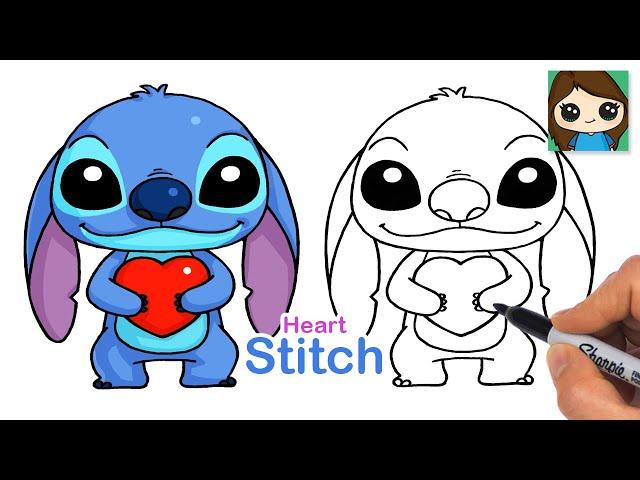How to Draw Stitch Holding a Heart ️