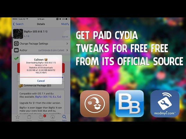 Get Paid Cydia Tweaks for FREE from the Official Source/Repo on iOS 8