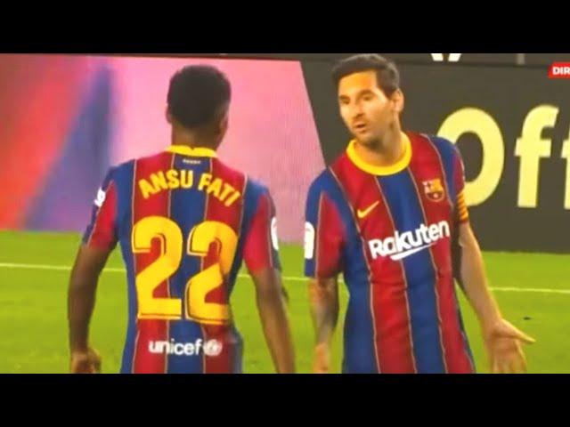 Look WHAT HAPPENED between MESSI and ANSU FATI during BARCELONA - VILLARREAL match!