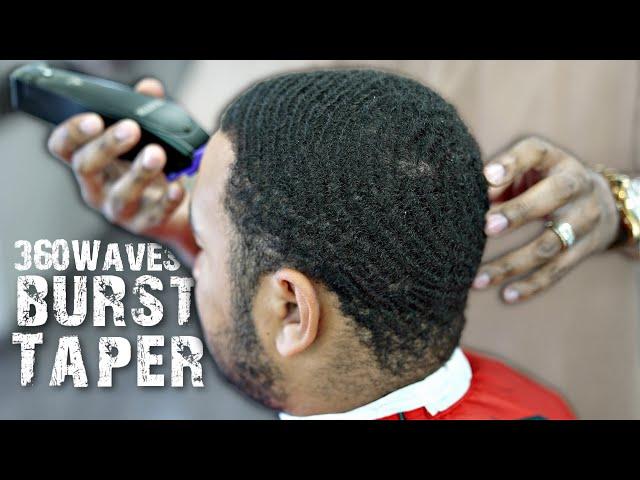 *FULL LENGTH* HAIRCUT TUTORIAL: BURST TAPER BEARD FADE 360 WAVES