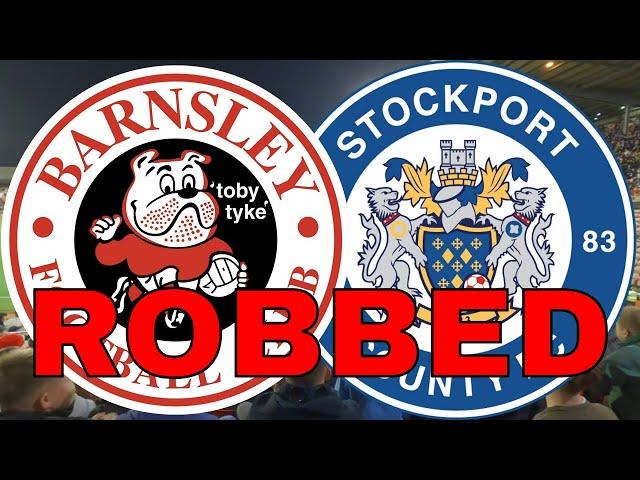 Barnsley football club vs Stockport County Robbed Offside Deflected Goal Gets Stockport a draw.