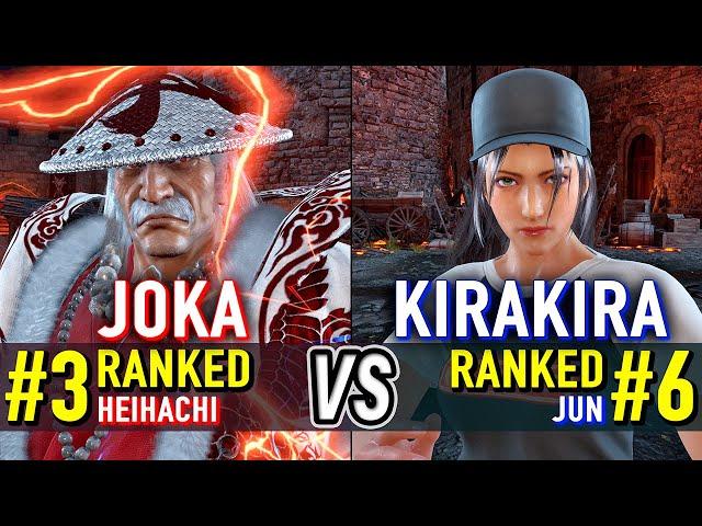 T8  JOKA (#3 Ranked Heihachi) vs KIRAKIRA (#6 Ranked Jun)  Tekken 8 High Level Gameplay