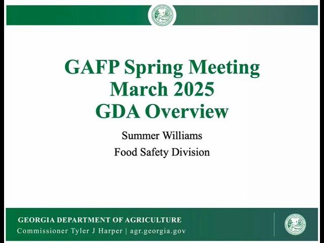 GAFP 2025 - Georgia Dept of Agriculture Update