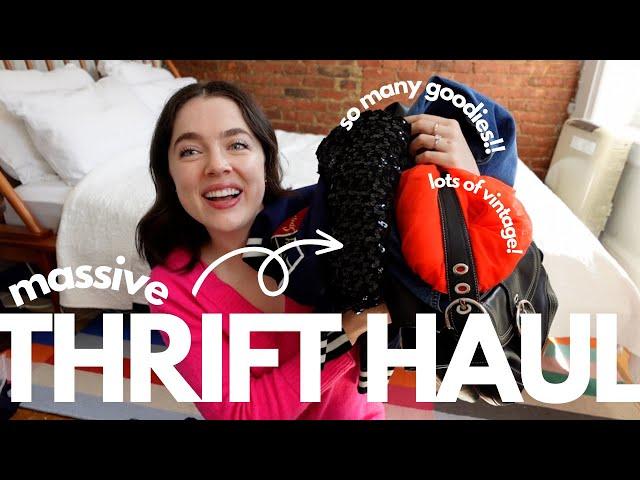 the biggest thrift haul I've ever done: thrifting for fall fashion and lots of vintage and designer!