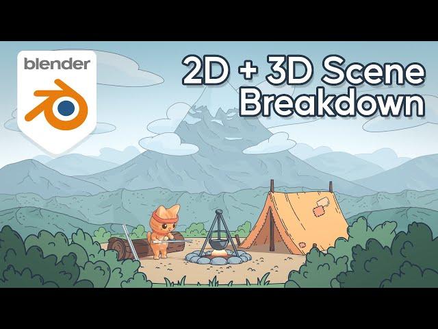 Blender 2D/3D Campfire Scene with Grease Pencil - Breakdown + Tips