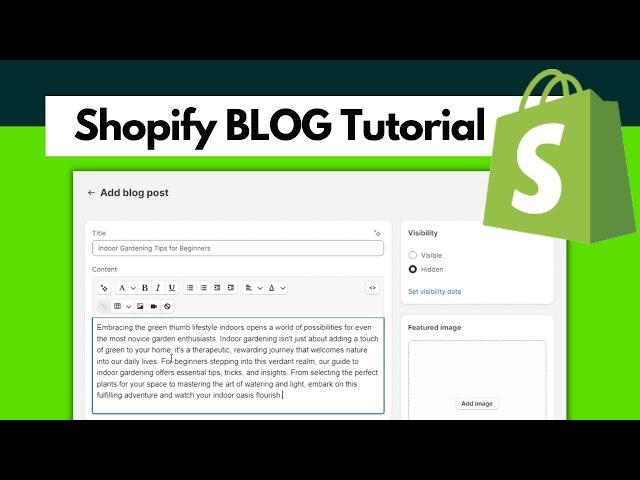 Shopify BLOG Tutorial - Shopify For Beginners