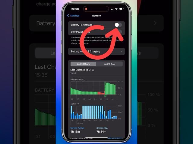 How to Show Battery Percentage on iPhone! #shorts #shortvideo #iphone