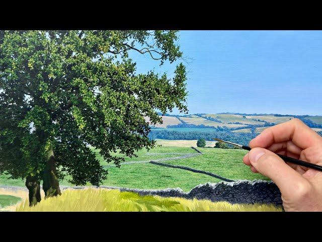 How to paint a Realistic Tree & Distance Landscape - Techniques for Adding Depth!