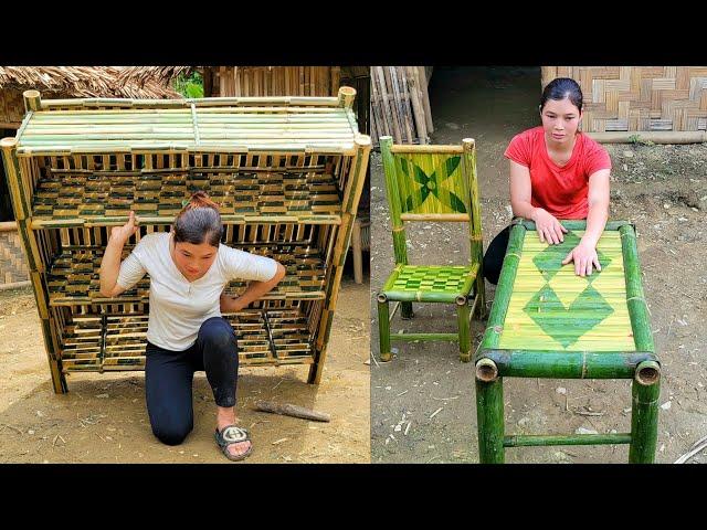 Full Video: 95 Days of building a farm and making cabinets, tables and chairs from natural bamboo