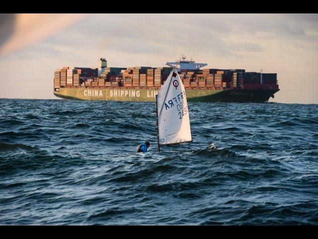 The first girl who sailed across the Channel in an Erplast Optimist