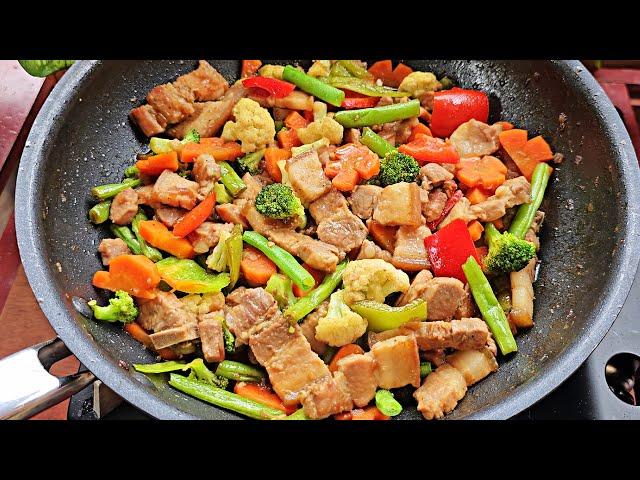 Stir-fry Pork Belly with Vegetables Recipe