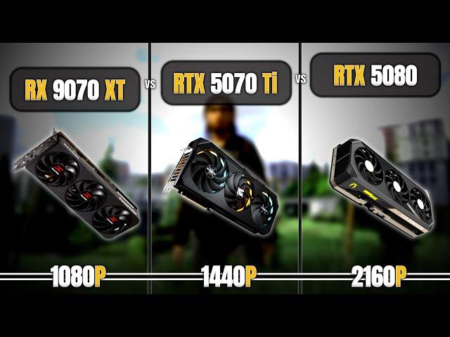 RX 9070 XT vs RTX 5070 Ti vs RTX 5080 - Raw Performance Comparison - 1080P, 1440P, 4k | 9800x3D