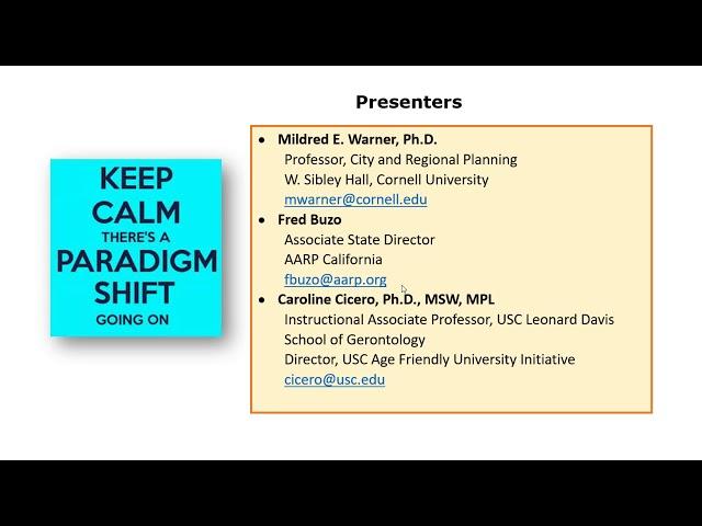 Unplugged: The Paradigm of Aging friendly Communities