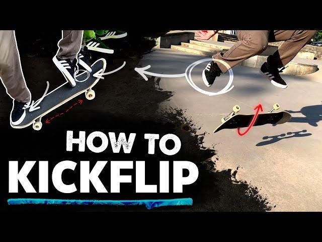 HOW TO KICKFLIP - Beginner Skateboard Tricks Tutorial (Slow Motion) Easy Kickflips Common Mistakes