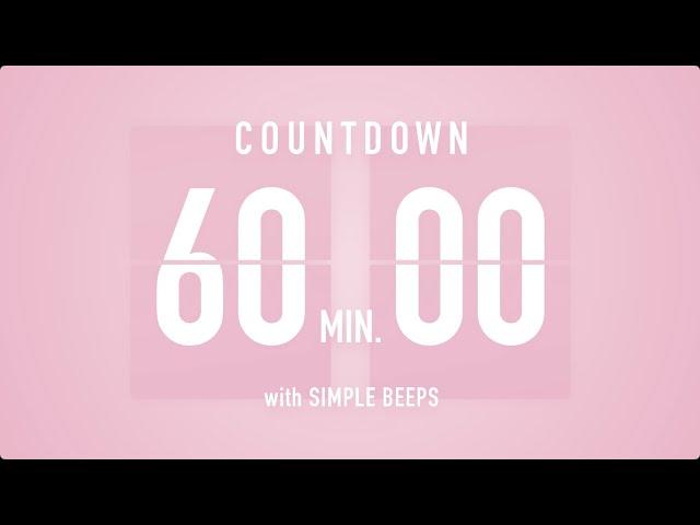 60 Min [ 1 Hour ] Countdown Flip Clock Timer / Simple Beeps 