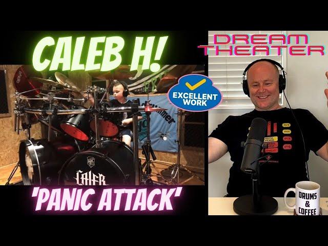 Drum Teacher Reaction: CALEB H | Panic Attack - Dream Theater / Drum Cover - Age 8!