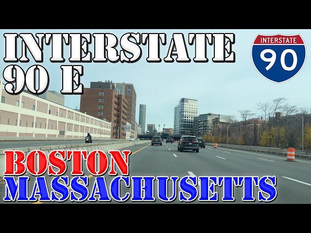 I-90 East - Massachusetts Turnpike - Boston - Massachusetts - 4K Highway Drive