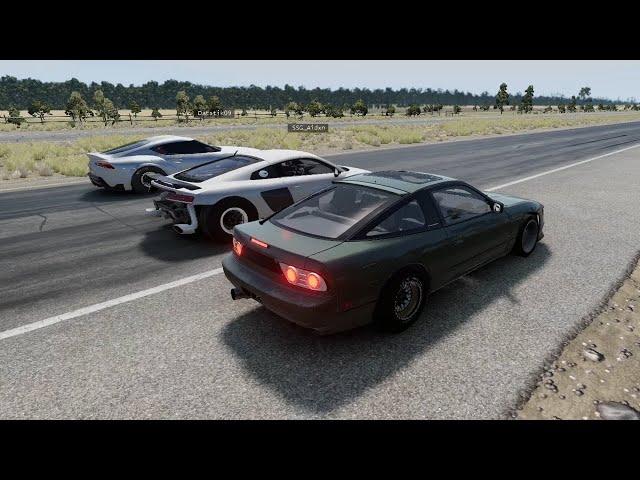 BeamNG Online | 4700HP 2JZ 240SX/Sil80 Turbo Nitrous Build - Highway Street Racing vs Fast Cars