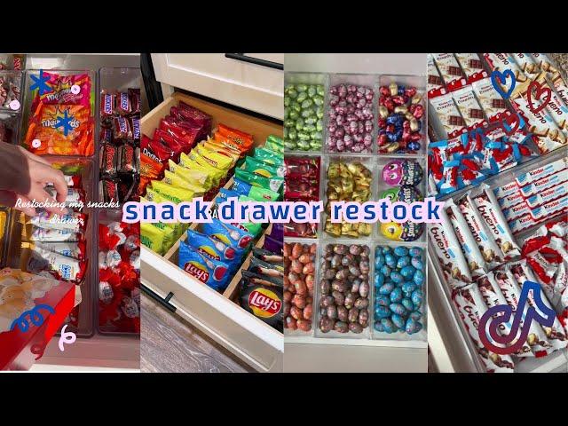 Snack drawer restock || organizing and restocking ASMR || Tiktok compilation 