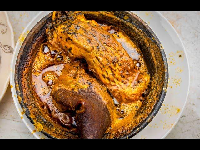 Nigerian Street Food - Bushmeat Banga Soup