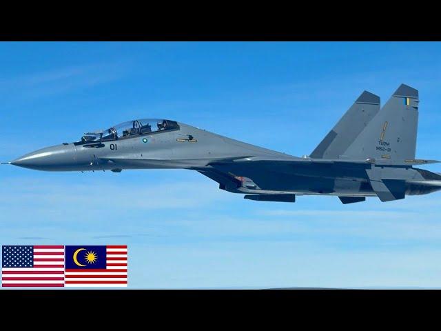 USAF: Su-30MKM fighter jets of the Royal Malaysian Air Force during aerial refueling.