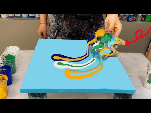 The magic of blue and gold: fluid art with egg cartons!