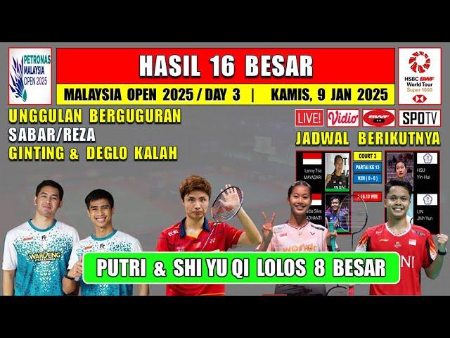 Hasil 16 Besar Malaysia Open 2025 Hari Ini ~ SABAR/REZA Kalah ~ PUTRI KW & JUKI Menang