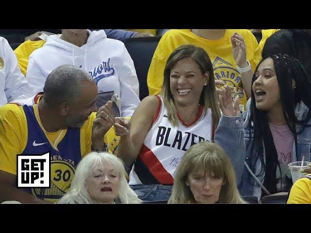 Steph Curry's mom can't help but cheer for the Warriors while wearing Seth Curry's jersey | Get Up