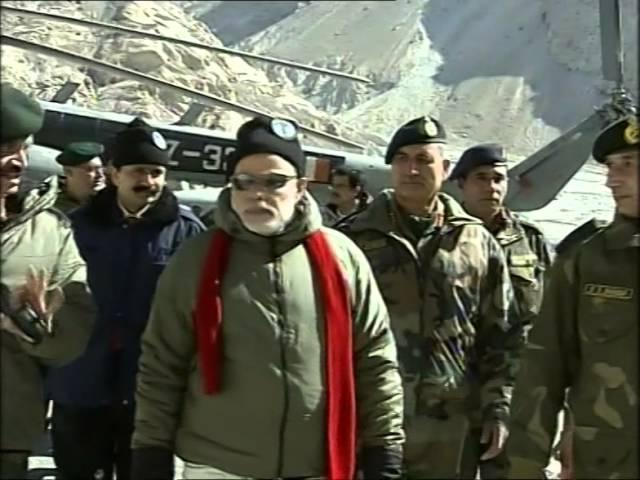 PM Modi arrival at Siachen Base Camp