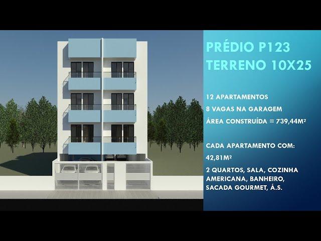 Prédio P123 - 10x25 - 12 apartamentos com 42 m² - 2 quartos