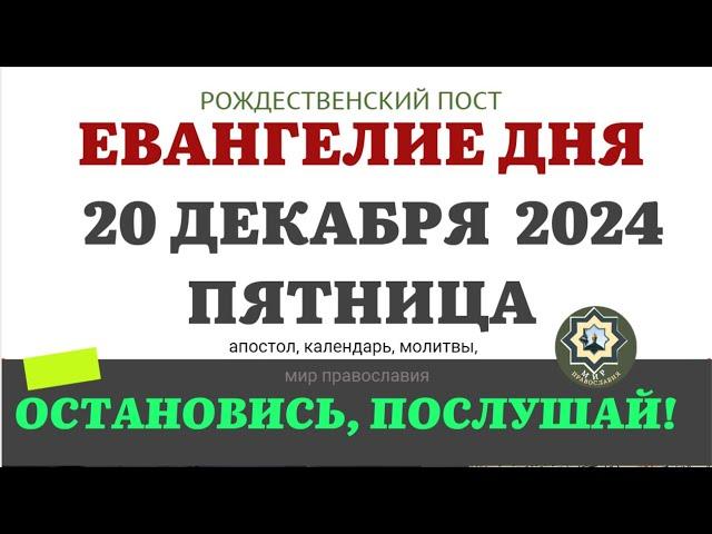 20 ДЕКАБРЯ ПЯТНИЦА ЕВАНГЕЛИЕ АПОСТОЛ ДНЯ ЦЕРКОВНЫЙ КАЛЕНДАРЬ 2024 #мирправославия