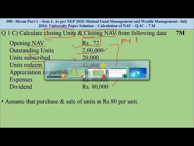 #08–Mcom Part1–Sem1- As per NEP 2020–Mutual Fund & Wealth Management–July 2024-UPS–Q.3C -NAV