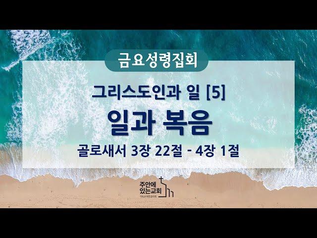 [금요성령집회] 2024년 11월 29일(금)ㅣ그리스도인과 일[5] 일과 복음ㅣ골로새서 3:22-4:1ㅣ정한영 목사