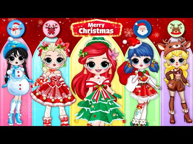 Christmas Fashion For Disney Princess, Wednesday & Ladybug | DIY Paper Dolls Fashion