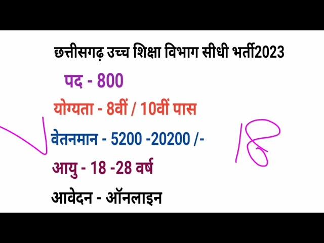 CG HIGHER EDUCATION DEPARTMENT VACANCY// CG UCCHA SHIKSHA VIBHAG BHARTI 2023 // CG NEW VACAANCY 2023
