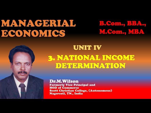 3.NATIONAL INCOME DETERMINATION / MANAGERIAL ECONOMICS - UNIT IV  For B.Com., BBA., M.Com., MBA