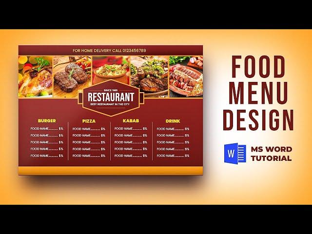 Food Menu Design in MS Word | Menu Design for Restaurant | MS Word Tutorial