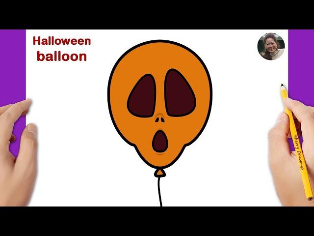 How to draw a balloon easy | Halloween Drawing