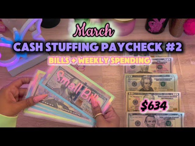 March 2025 | Cash Stuffing  $634 | Paycheck # 2| Weekly Spending + Bills | ​⁠@Budget_Jenesis