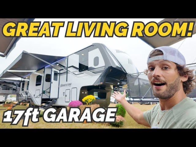 THIS RV IS HUGE! OVER 47ft  NEW 2025 Grand Design Momentum 392M toy hauler